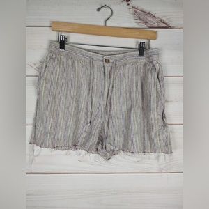 Sag Harbor PL Shorts Woman’s Multicolored Striped Linen Blend Cut Offs